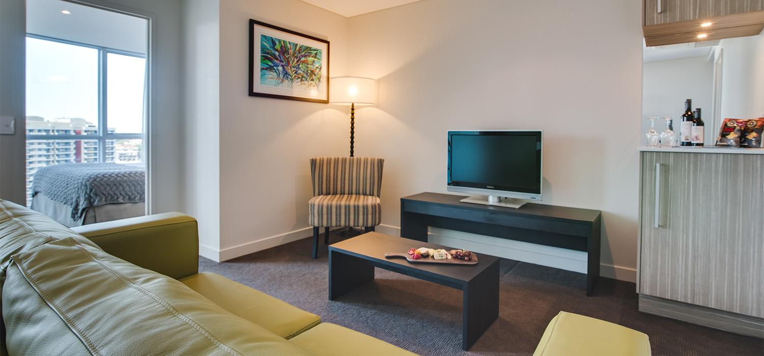 The Point Brisbane Hotel Exteriér fotografie A living room at the hotel