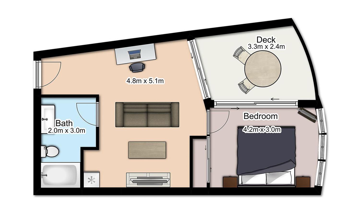 The Point Brisbane Hotel Exteriér fotografie A floorplan of a typical studio apartment